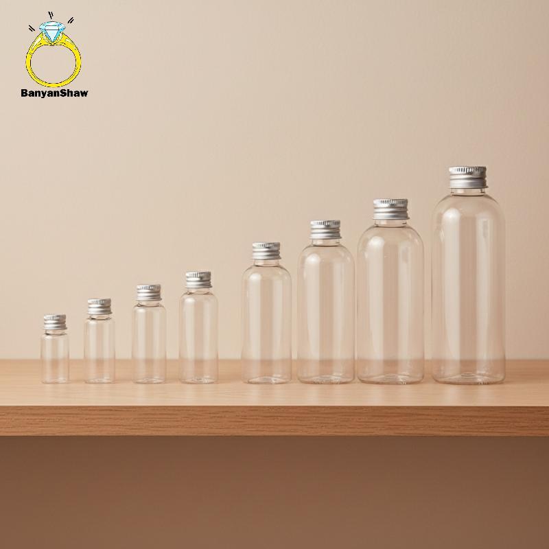 [BANY] Garrafa De Plástico 5ml 10ml 20ml 50ml 100ml 250ml 500ml Com Tampa De Alumínio Para Armazenamento De Líquidos Dom
