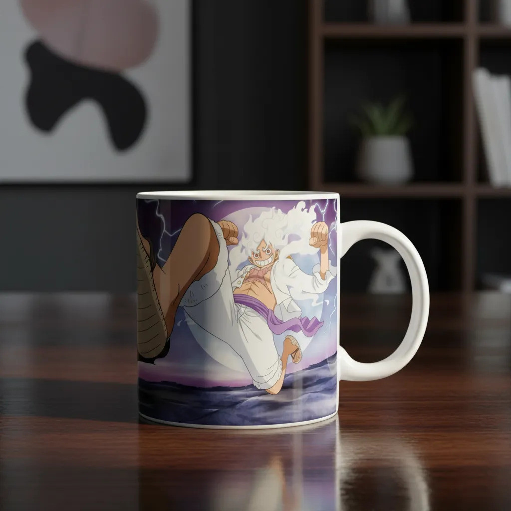 Caneca One Piece Zoro Luffy Gear 5 Shanks Chopper Branco Monkey Luffy Gear 5