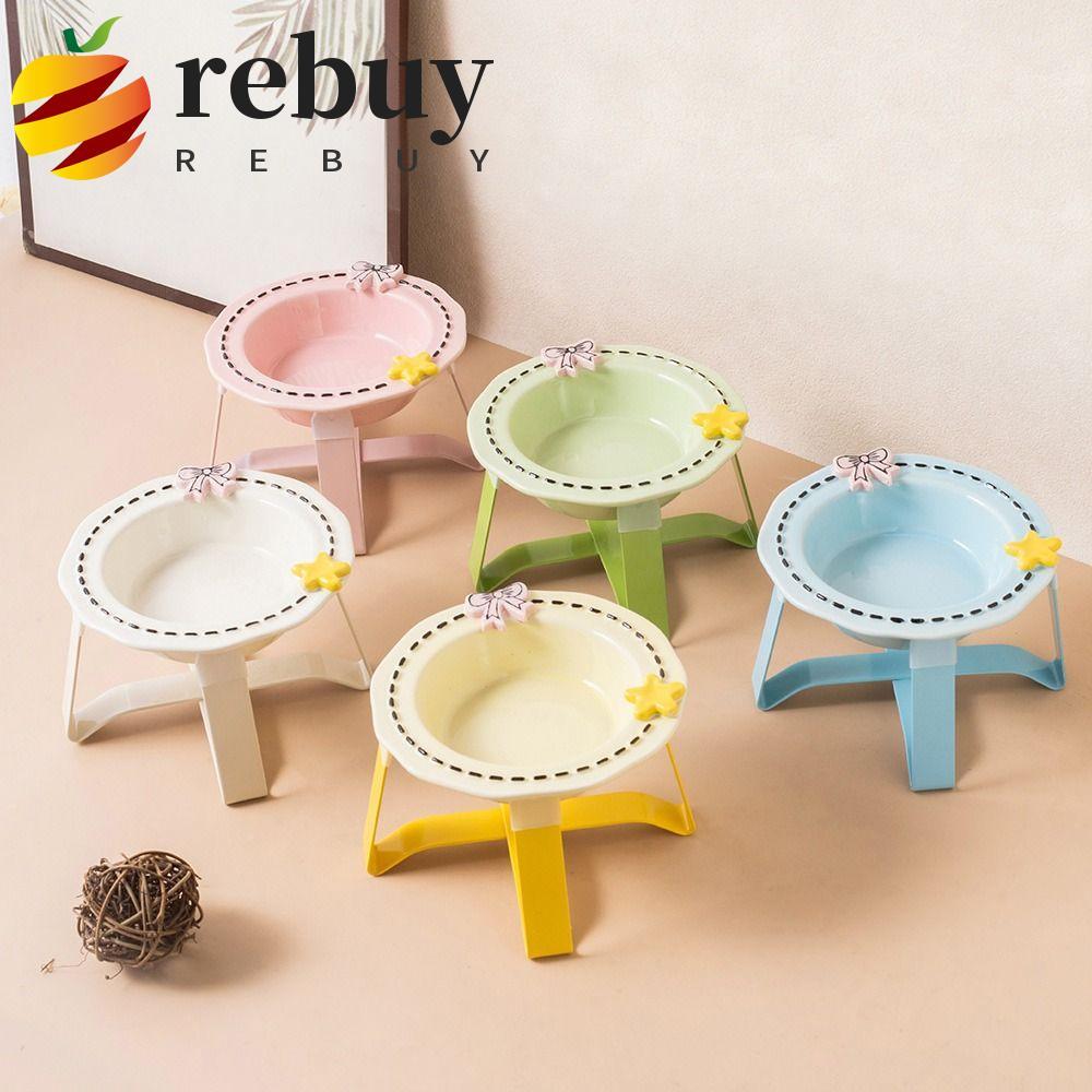 REBUY1 Tigela De Cerâmica Para Gatos , Proteção Pescoço , Água Comida De Gato Anti-Vômito , Dispensador Antiderrapante D