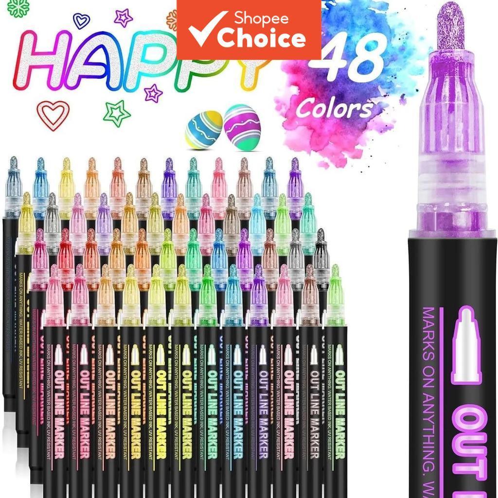 Conjunto De Marcadores Metálicos Com Glitter , Canetas Brilhantes Para Material Escolar , De Desenho Brilhante , 8-48 Co