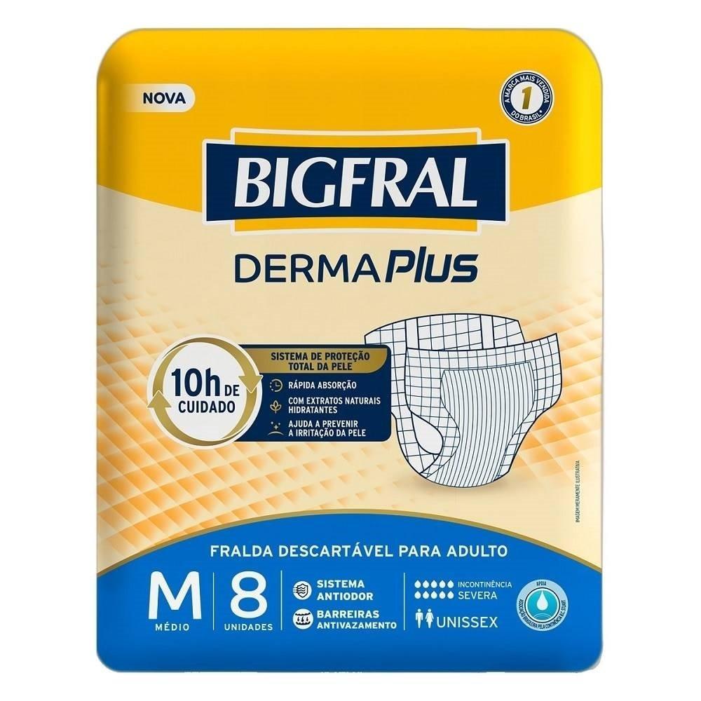 Fralda Geriátrica Bigfral Derma Plus M - 8 Pacotes c/ 8 Fraldas