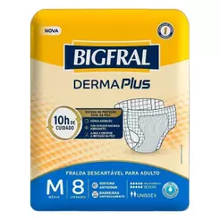 Fralda Geriátrica Bigfral Derma Plus M - 8 Pacotes c/ 8 Fraldas