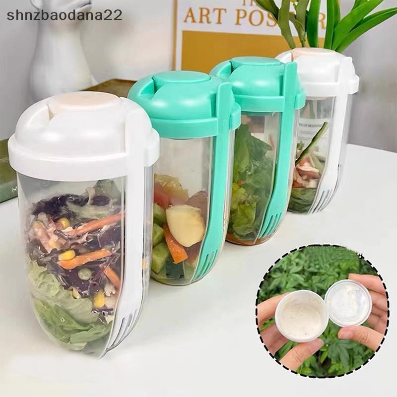 [Shnzd] Portátil Café Da Manhã Aveia Cereal Noz Iogurte Salada Copo Recipiente Conjunto Com Garfo Molho Tampa Bento Tige