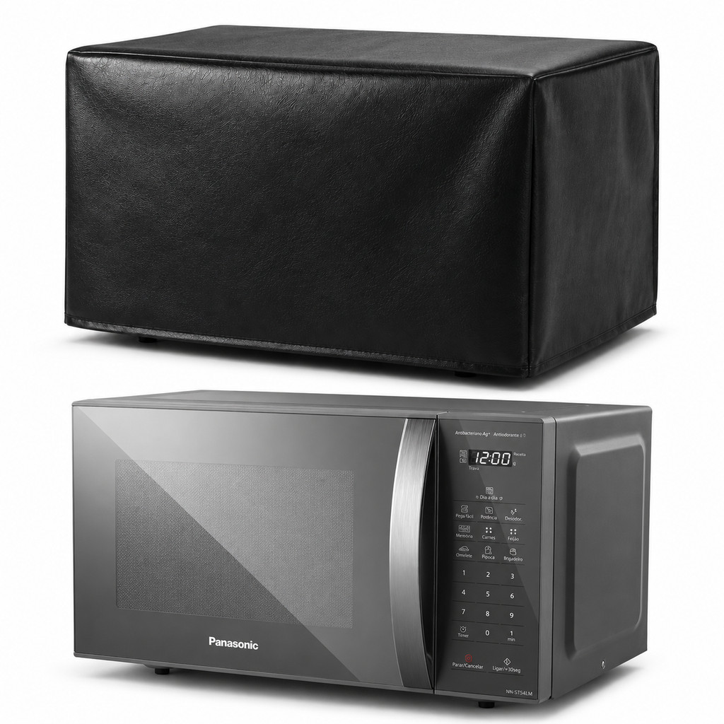 Capa Para Micro-ondas Panasonic 27L  ST55  Corino Preto Luxo