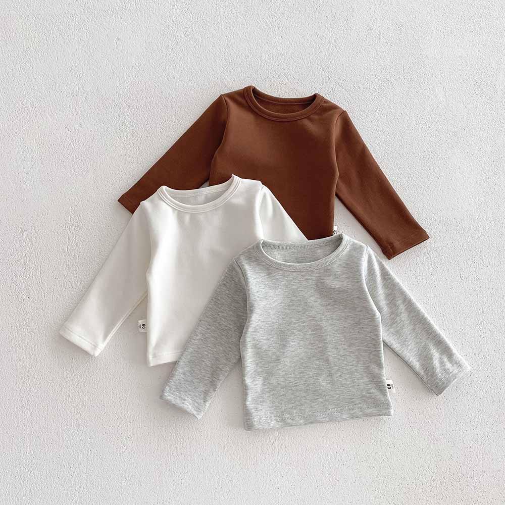 Primavera outono bebê puro algodão camisa de fundo masculino feminino bebê cor sólida manga comprida topo moda crianças 