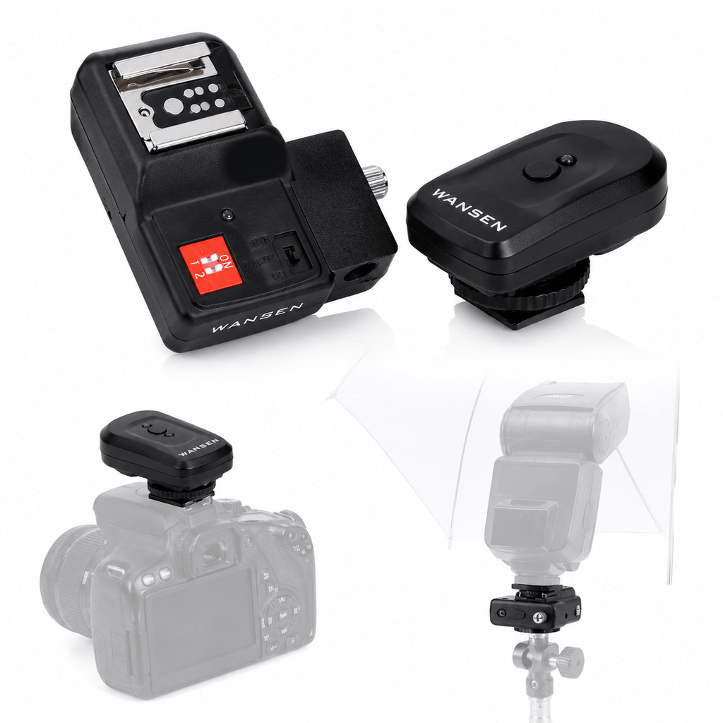 Rádio Flash Wireless Universal 4 Canais Transmissor, Receptor e Suporte para Sombrinha