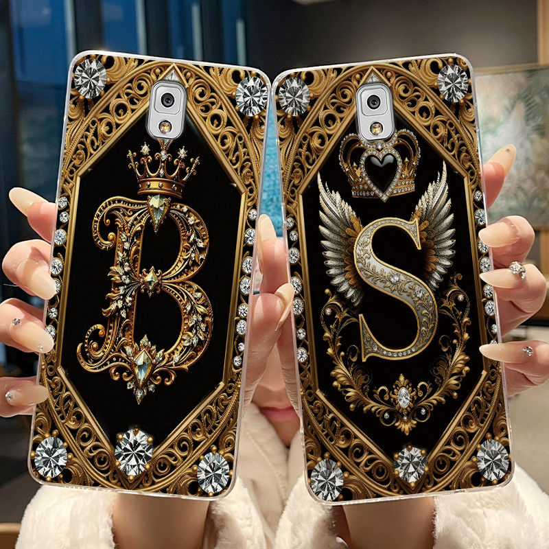 Capa Para Samsung Galaxy Note 3 SM-N9005 N9002 N9000 N900 Moda Retro Letra Inicial Casal Caso De Telefone Transparente M