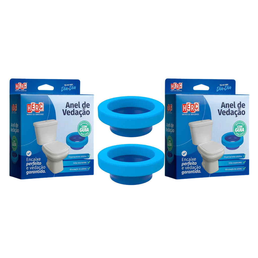 Kit 2 Anéis de Vedação Com Guia Herc Original Para Vaso Sanitário Universal