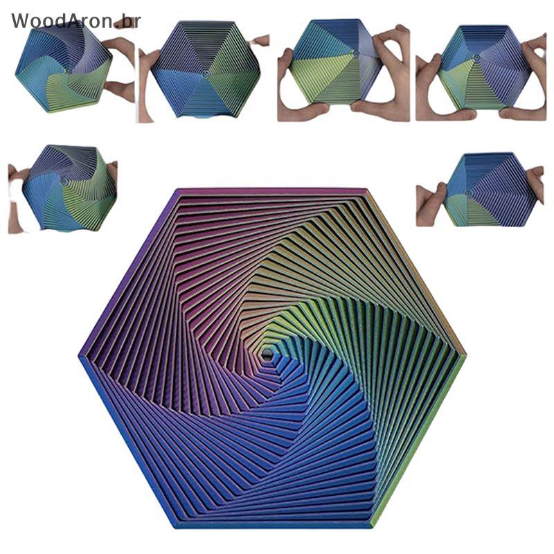WoodAron 1 Peça Hexagonal Fractal Anel Espiral Mudança Brinquedos 3D-Impresso Fidget Hexágono Alívio Do Estresse Brinque