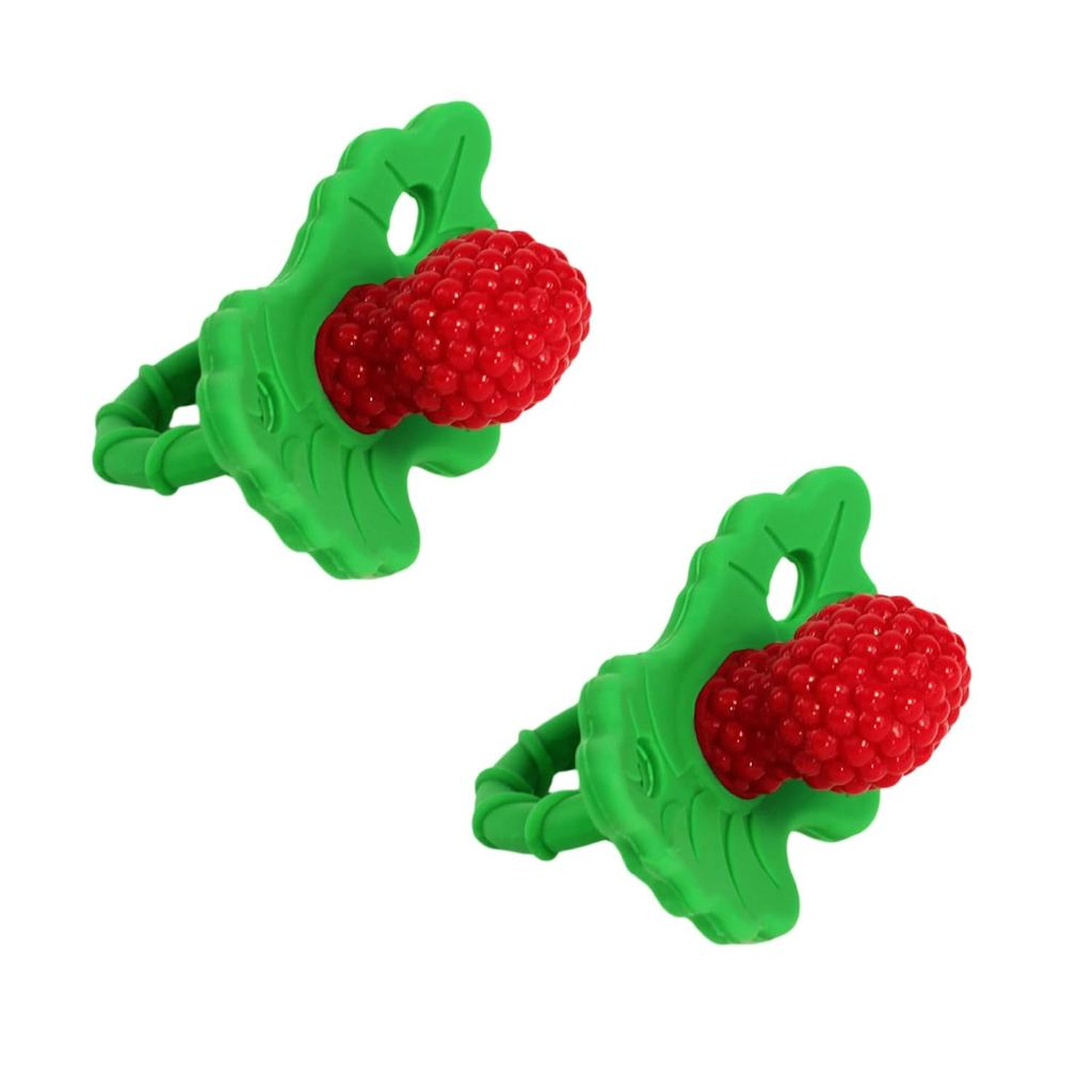 RaZbaby RaZberry Chupeta Mordedor – Alívio para a Dentição de Bebês, Grau Alimentício, Livre de BPA, Mãos Livres, Textur