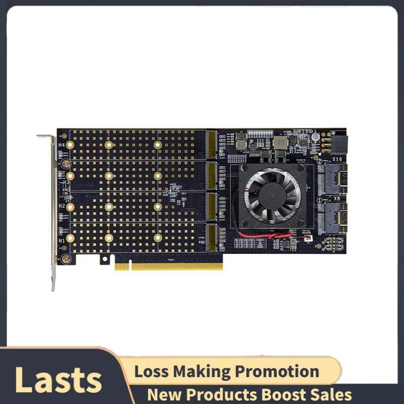 Placa De Expansão PCIe 3.0 Para M . 2 NVME 2 Portas Slimsas PLX8749-Mãe Free Split 4 Disk