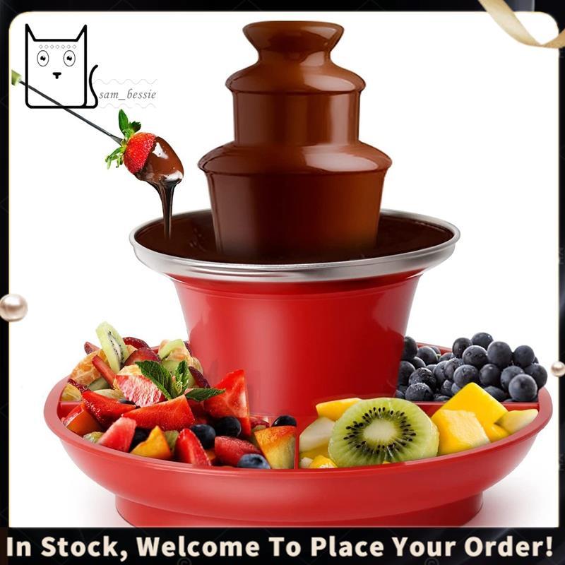 Conjunto De Mini Fondue De Fonte De Chocolate Com Bandeja De Servir Incluída , Máquina Elétrica De 3 Camadas Base De Pan