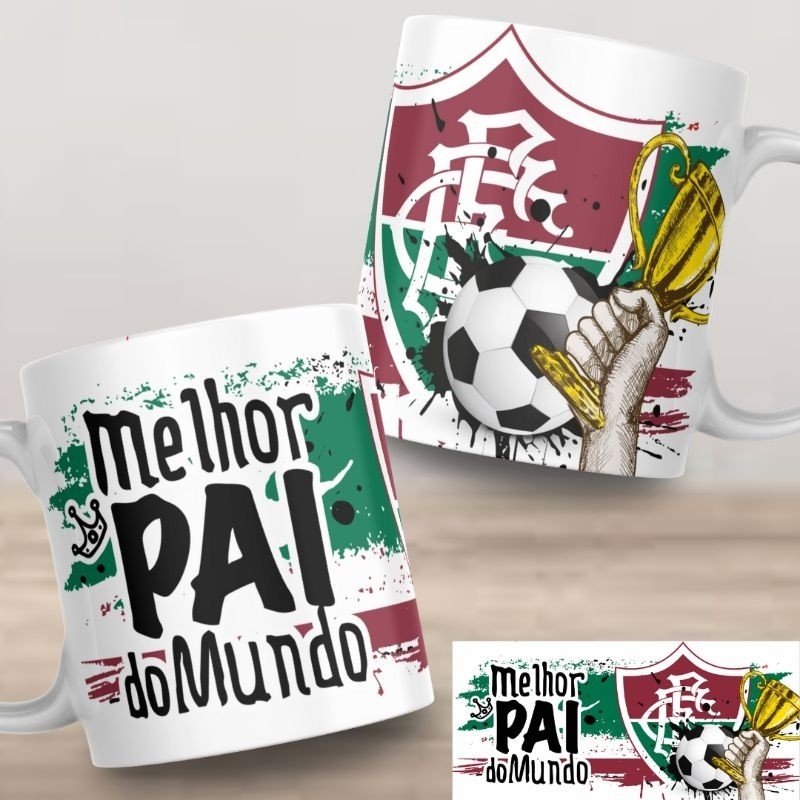 Xícara Xícara Caneca Personalizada Fluminense Melhor Pai do Mundo Xícara Branca Presente Lembrança Novidade Novidade