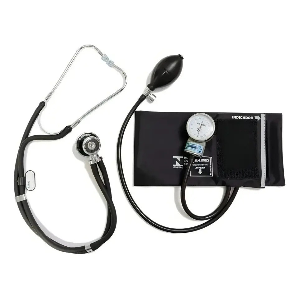 Kit Enfermagem Aparelho De Pressão Manual Analógico + Estetoscópio Rappaport