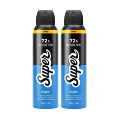 Kit 2x Desodorante Super Acqua 72h Aerossol Antitranspirante 150ml
