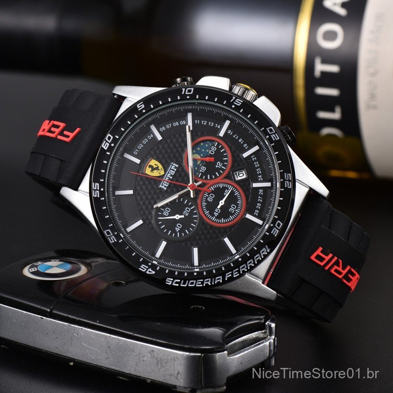 Relógio masculino, relógio de quartzo com seis ponteiros, relógio FERRARI, elegante e moderno, relógio de pulso de marca