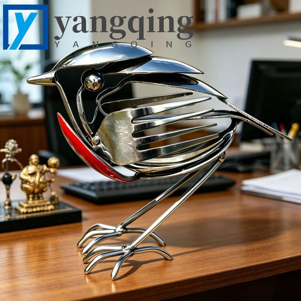 Escultura De Pássaro YANGQING Robin , Estátua De Metal De Sucata Artesanal Vermelha Rústica , Ecológica