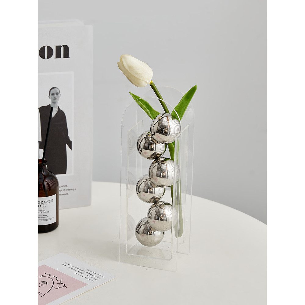 Luz de luxo High-End sentimento acrílico vaso decoração sala estar arranjo flor criativo casa quarto entrada armário TV