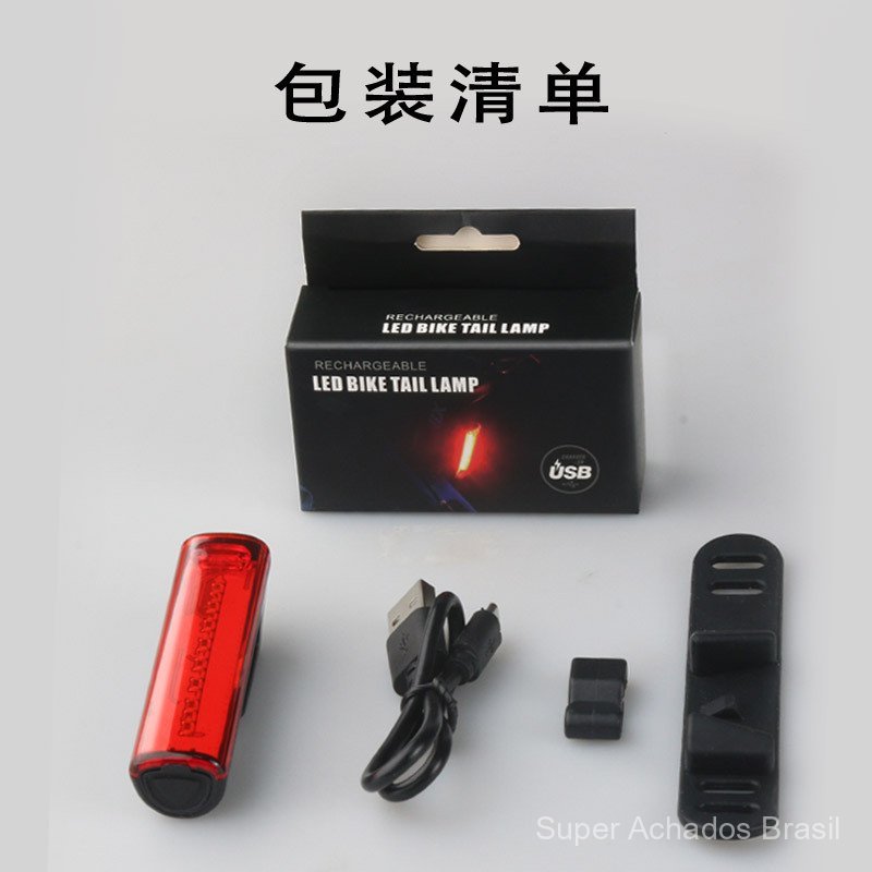 Lanterna de Bicicleta TEST-T15, Luz de Advertência LED Recarregável por USB, Luz Traseira COB para Ciclismo Noturno, Ace