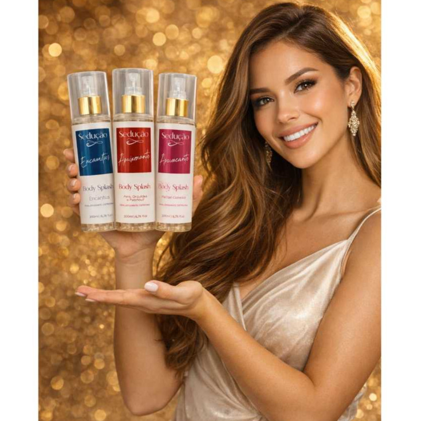 Body Splash Sedução Apaixonante  Provocante 200ml Perfume Corporal Feminino Doce Frutado e Floral  Longa Duração
