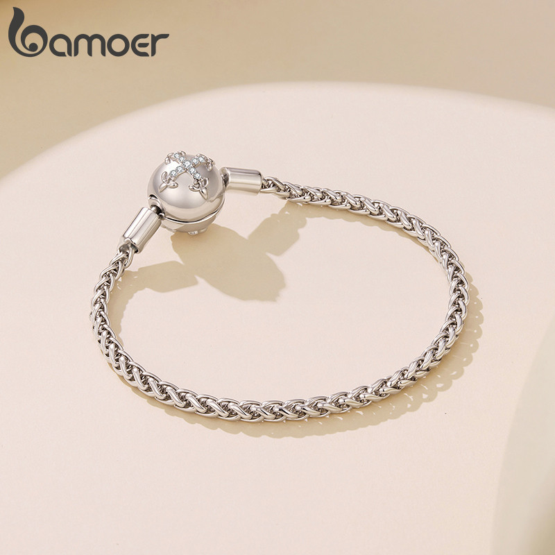 Bamoer Original DIY Pulseira Cruz Joias Para Presente Feminino