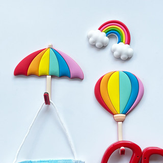 Arco-íris gancho geladeira adesivo personalidade magnética criativo balão de ar quente guarda-chuva cozinha armazenament