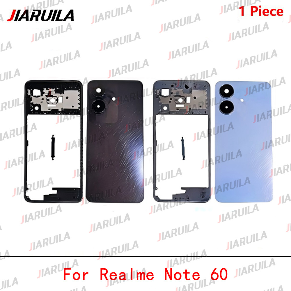 Com Logotipo Moldura Intermediária Para Realme Note 60 , Tampa Traseira De Vidro Da Bateria , Porta , Caixa De