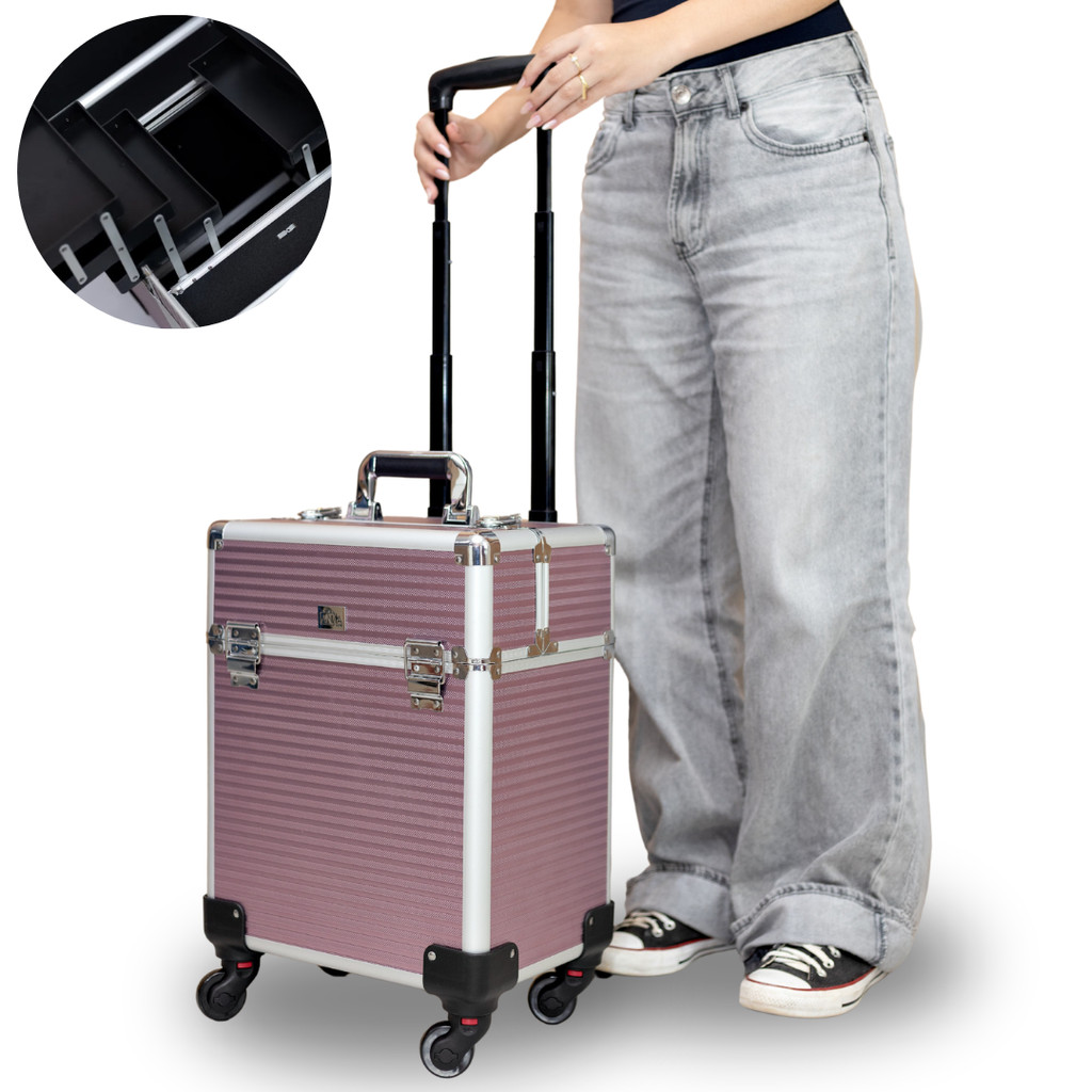 Maleta De Maquiagem Profissional Com Rodinhas R720 Vazia em Oferta na Shopee