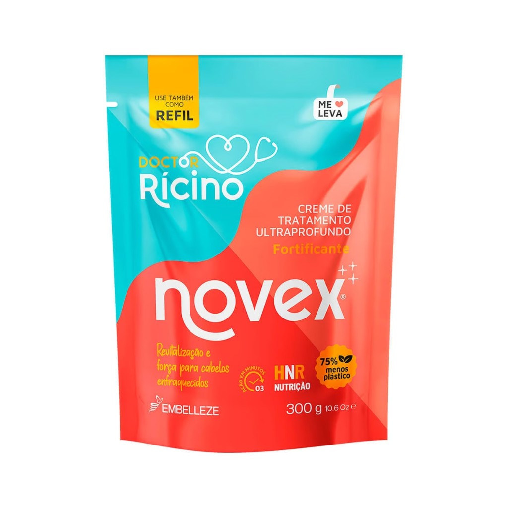 Embelleze Creme de Tratamento Novex Condicionador 300g Refil Doctor Rícino
