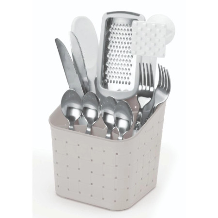 Organizador de Talheres Branco – Porta Talheres com Divisórias para Cozinha
