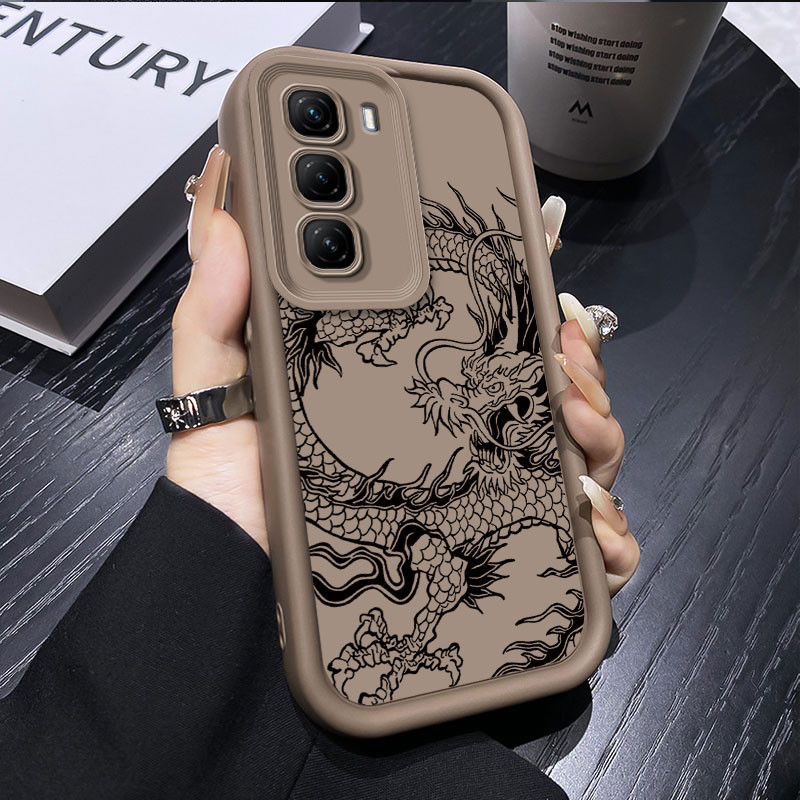 Orient Dragão Totem Padrão Caso Para Infinix Hot60 5G/Hot 60 Pro Plus Caixa De Telefone Quente 60i 60Pro Luxo Fosco Sili