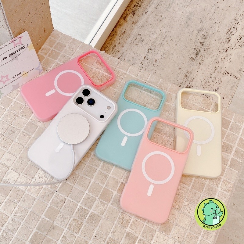 Capa Magnética De Carregamento Sem Fio 2 Em 1 Para Xiaomi Poco F7 Ultra F6 F5 Pro F4 F3 Civi 4 3 5G 4G Fofa Cor Doce Mac