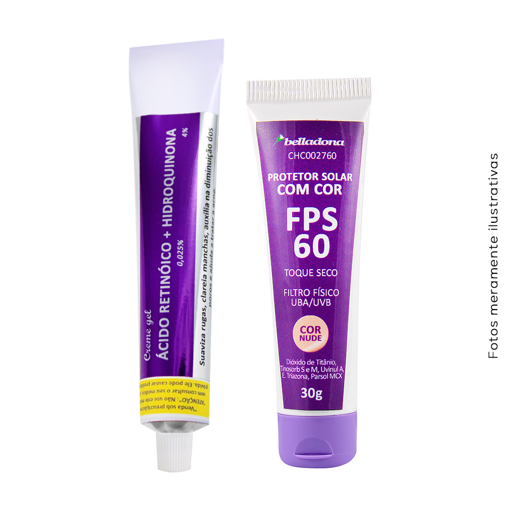 Kit Creme Gel para Peeling 30g e Protetor FPS 60 com Cor - Original Belladona