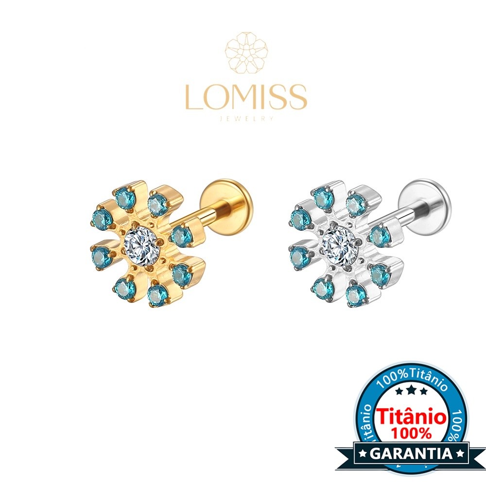 Novo Piercing Helix Conch Labret TitâNio Pvd Flor ZircôNia Azul,Orelha,Piercing Tragus Para Conch,Cravejado,Boca-Medusa em Oferta na Shopee