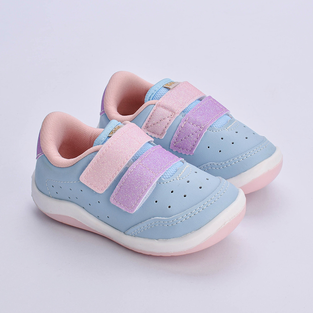 Tênis Infantil Menina Equilíbrio Colorido Fita Aderente Dupla Confortável Antiderrapante Anatômico em Oferta na Shopee