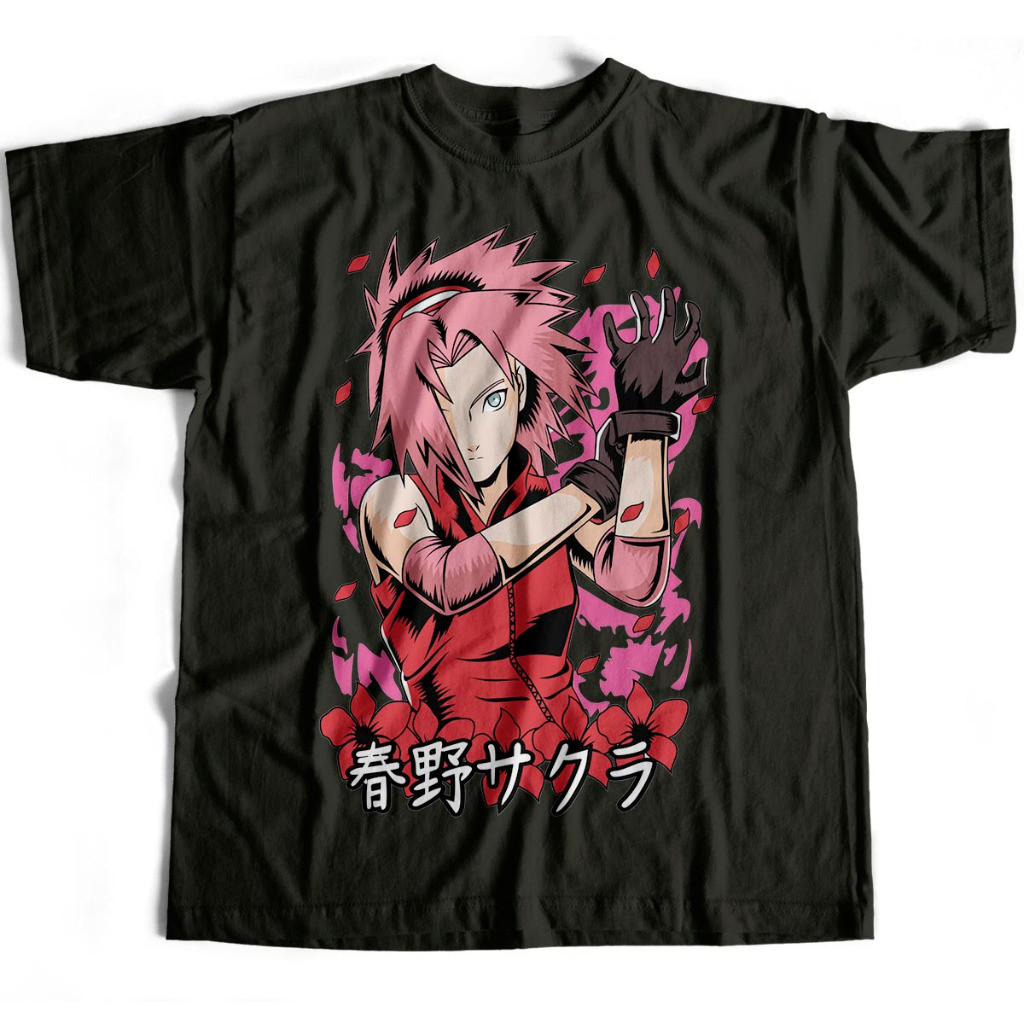 Camiseta Básica Sakura Haruno Konoha Naruto Moda Maligu