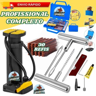 Reparo Pneu Profissional Bomba de Ar Pneu Maleta Completa Para Reparo de Pneu de Moto e Carros e Bicicleta em Oferta na Shopee