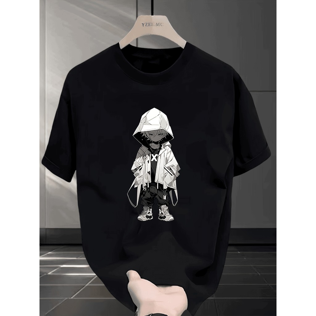 Camiseta Unissex Premium Plus size Estampa Capuz Personagem Verão Básica Oversized 100% Algodão Confecção Própria