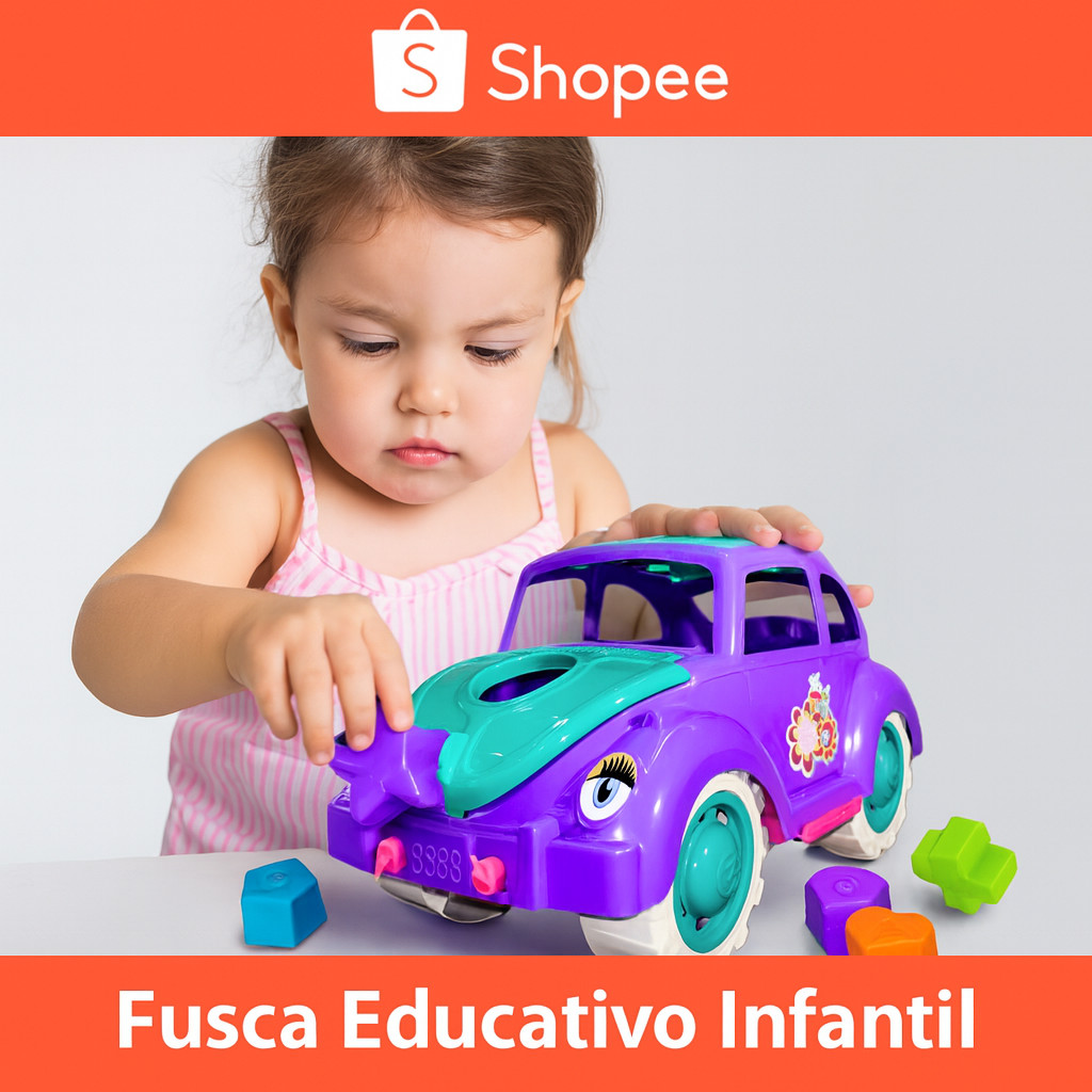 Fusca Educativo Infantil 6 Peças Brinquedo Pedagógico de Montar e Desmontar Menino Menina em Oferta na Shopee