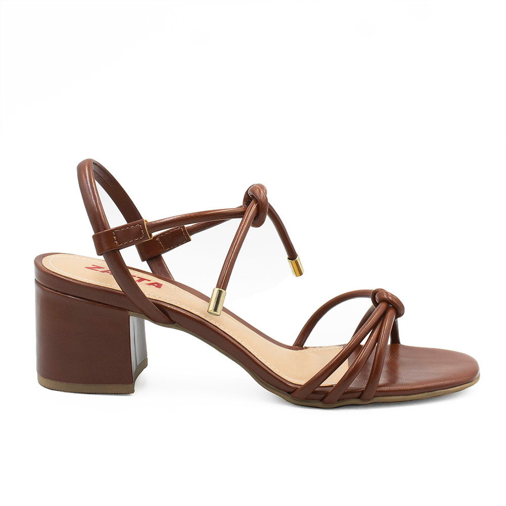 Sandália Zatta Salto Bloco Nó Tauane