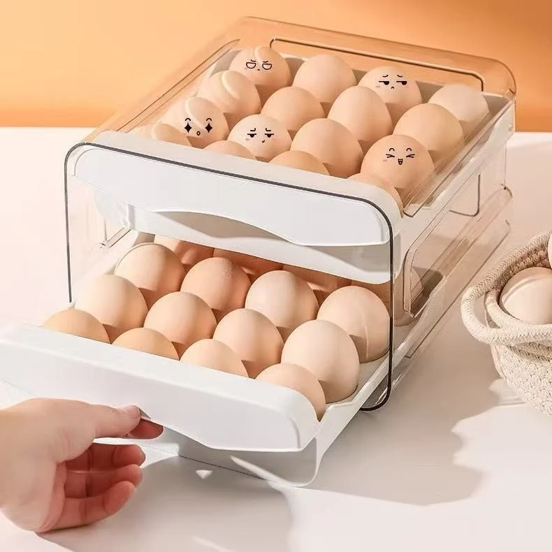 2 ANDAR / 4ANDAR gaveteiro duplo em plástico tipo porta 32 ovos com para cozinha geladeira