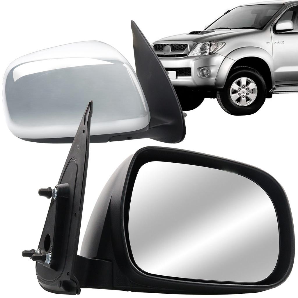 Retrovisor Hilux 2005 2006 2007 2008 2009 2010 2011 Controle Manual Cromado em Oferta na Shopee