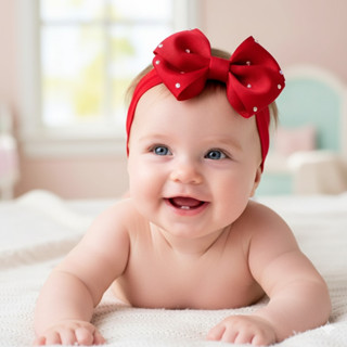 laço na faixa larga tiara recém nascido faixa de bebe em Oferta na Shopee