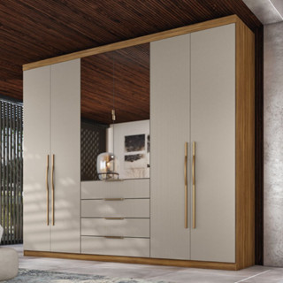 Guarda-Roupa Casal Com Espelho 6 Portas 4 Gavetas Giardino Demobile em Oferta na Shopee