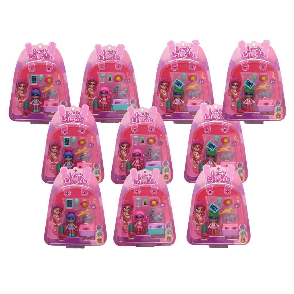 10x Bonecas Lovely Little Girls Super Pet Shop Sortidas Multikids - BR2268