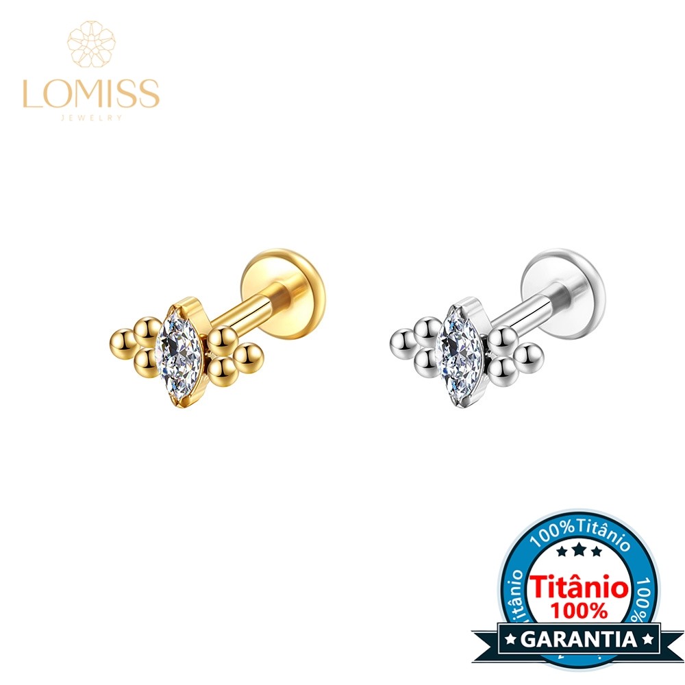 LOMISS Piercing HéLix Tragus Conch Boca | Labret Ponto De Luz Titânio Indiano Zircônia em Oferta na Shopee