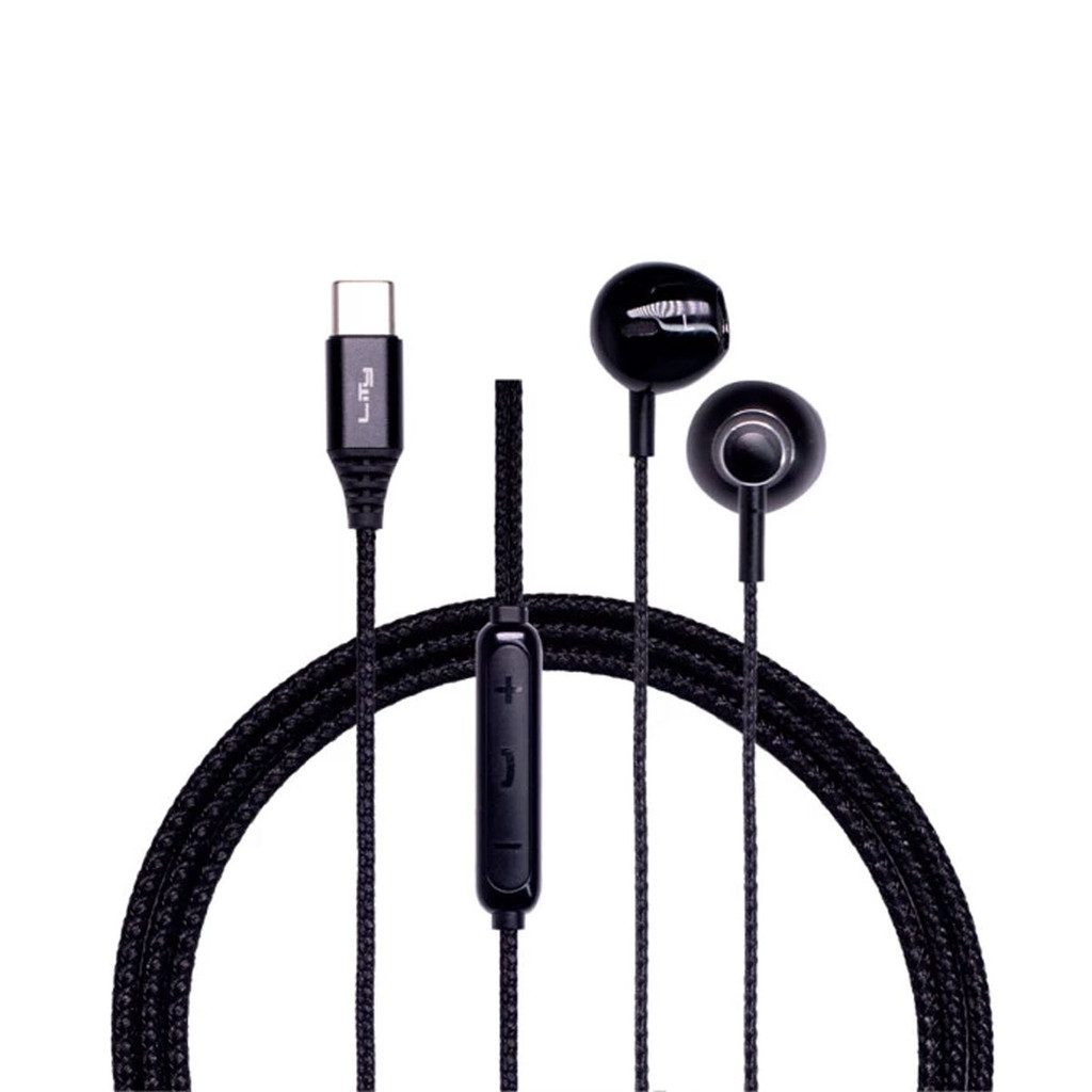 Fone de ouvido auricular com microfone USB-C Preto F11P Lity
