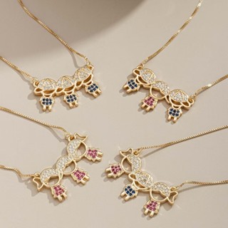 Colar Feminino com Pingentes de Crianças Menino e Menina, Cravejado em Zircônias, Banhado a Ouro 18K e Prata 925 em Oferta na Shopee