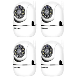 Kit 4 Câmera de Segurança PTZ Wi-fi Branco de Varredura Infravermelho Noturna - com App YOOSEE
