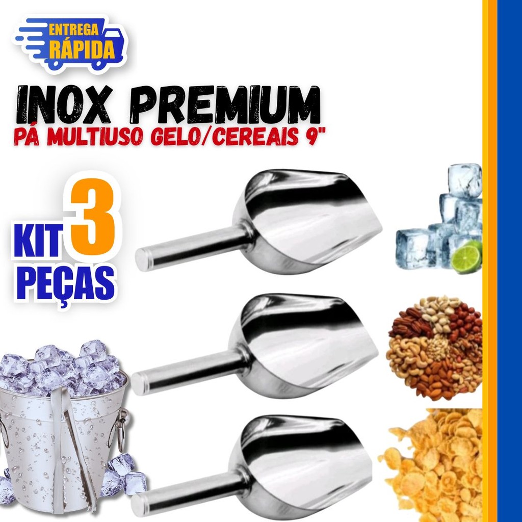 Conjunto 03 Pá De Gelo Pá Quadrada De Grãos De Farinha De Cereais Variáveis Utilidades Premium Resistência